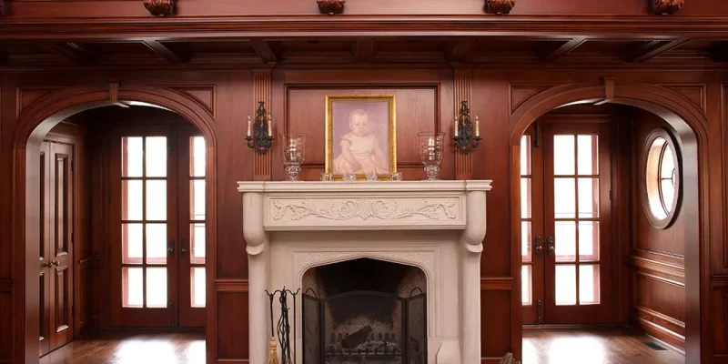 limestone fireplace